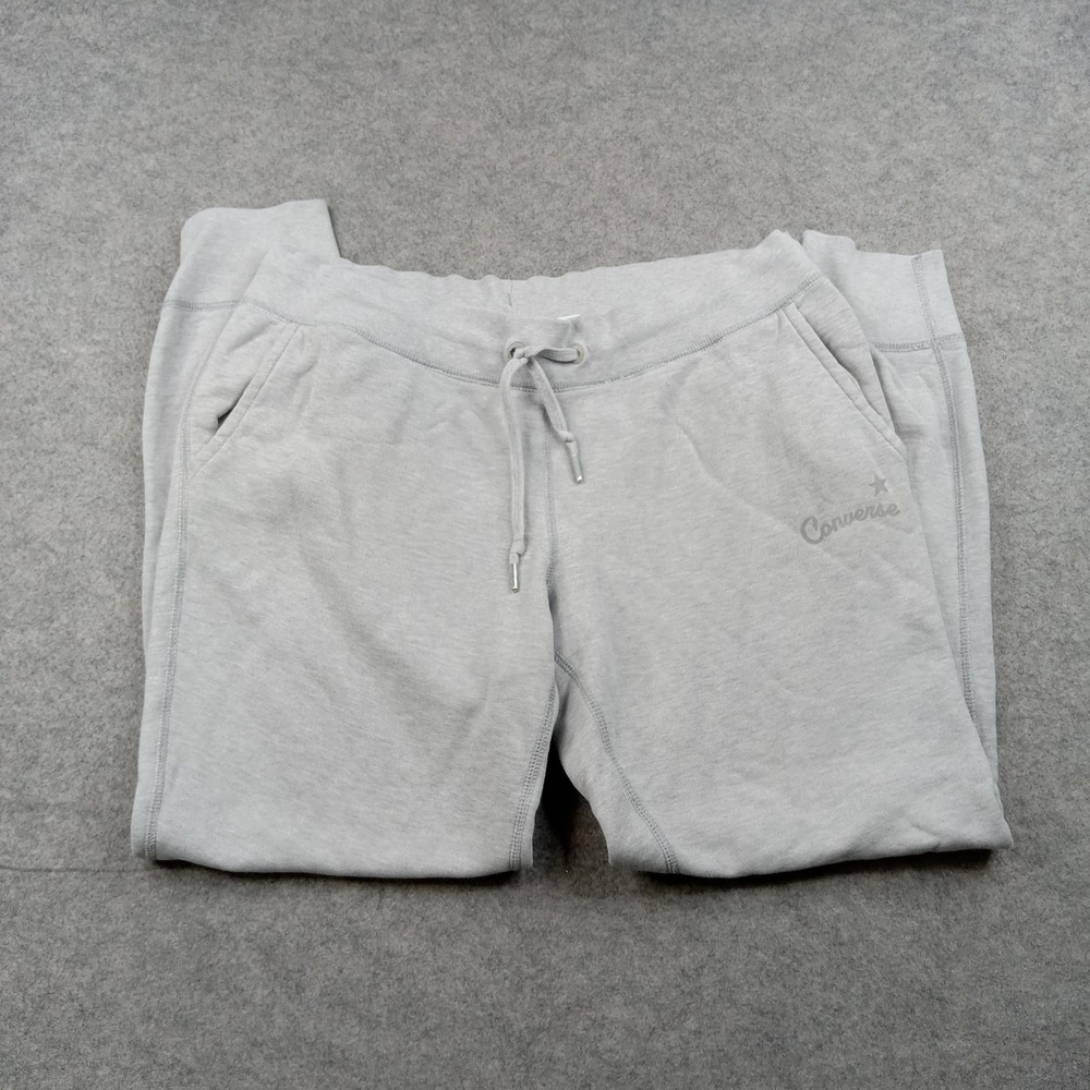 Converse Pants Mens Large Gray French Terry Joggers Elastic Waist Cuffed